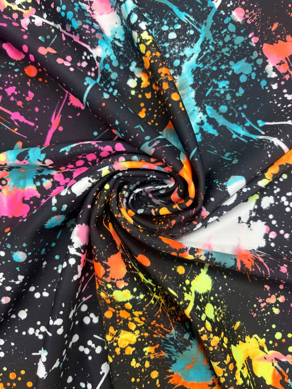 1 Yard Paint Splatter Print Stretch Spandex Fabric for Swimwear and Dancewear 58/60 Inches Wide